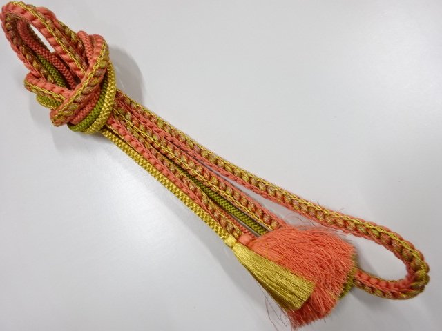 JAPANESE KIMONO / HAND-TIED OBIJIME CORD / SILK